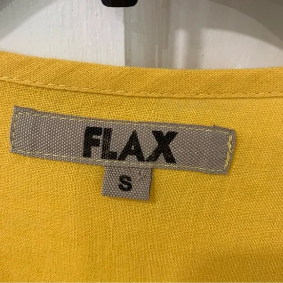 FLAX Women’s Lithuanian Linen Yellow Button Front Cardigan Lagenlook Size Small - Picture 6 of 12